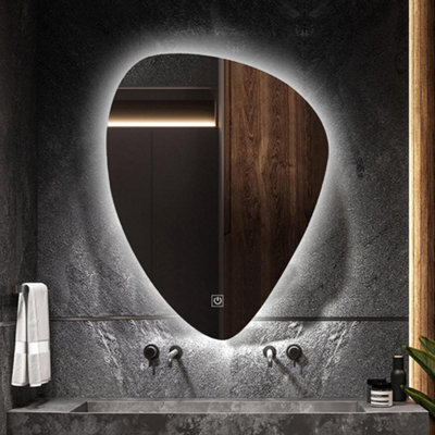 Arko Bathroom Teardrop Mirror With Led Lights 500X700mm - Wall Mounted Vanity Mirror - Illuminated Led Mirror - image 1