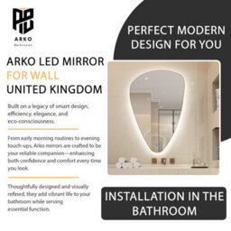 Arko Bathroom Teardrop Mirror With Led Lights 500X700mm - Wall Mounted Vanity Mirror - Illuminated Led Mirror - thumbnail 4