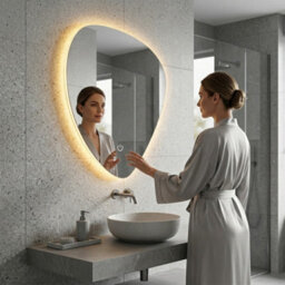 Arko Bathroom Teardrop Mirror With Led Lights 500X700mm - Wall Mounted Vanity Mirror - Illuminated Led Mirror - thumbnail 9
