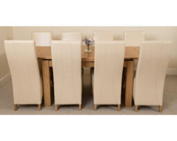 That's Furniture Richmond 140Cm - 220Cm Oak Extending Dining Table And 8 Chairs Dining Set With Lola Ivory Leather Chairs - thumbnail 2