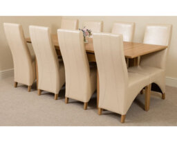 That's Furniture Richmond 140Cm - 220Cm Oak Extending Dining Table And 8 Chairs Dining Set With Lola Ivory Leather Chairs - thumbnail 1