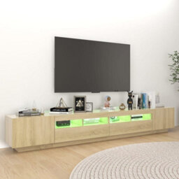 Berkfield Tv Cabinet With Led Lights Sonoma Oak 260X35X40 Cm - thumbnail 5