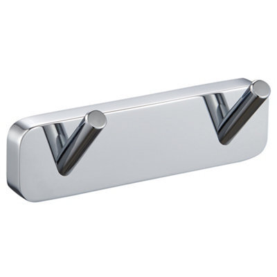 Double Robe Hooks Chrome Towel Wall Mounted Coat Hanger Bathroom Kitchen Bedroom - image 1