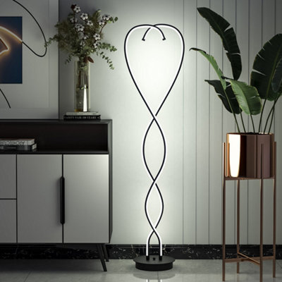Living And Home Black Decorative Swirling Led Floor Lamp Floor Light Living Room Standing Light 155Cm - image 1