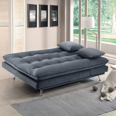 Thehotsale 2 In 1 Fabric Upholstered Tufted Sofa Bed Grey For Small Space - image 1