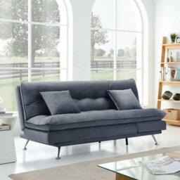 Thehotsale 2 In 1 Fabric Upholstered Tufted Sofa Bed Grey For Small Space - thumbnail 2