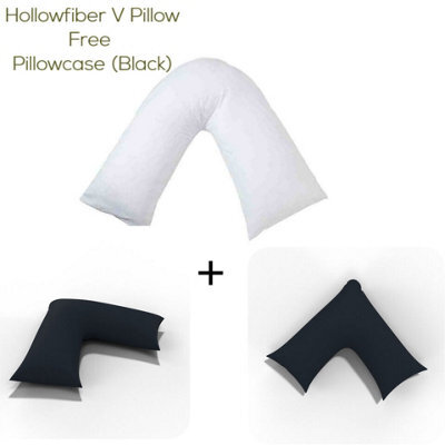 ARLinens V Shaped Pillow With Free V Pillowcase Orthopedic Hollowfiber Filled Head Neck Support V Cushion With Case - image 1
