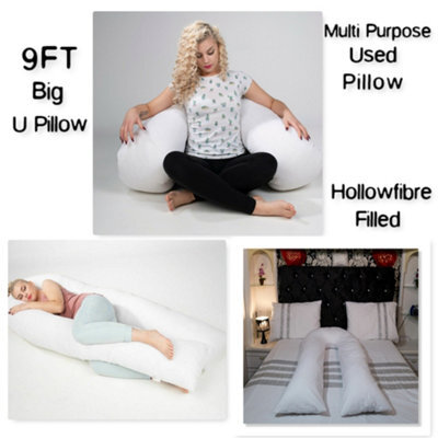 ARLinens U Shaped Pillow 9Ft Hollowfiber Filled Orthopedic Maternity Pregnency Long Full Body Support U Pillow (9 Ft) - image 1