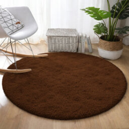 Aspire Homeware Non-Slip Brown Shaggy Rug Soft Fluffy Washable, Round Living Area And Bedroom Rug, (L)120Cm X (W)120Cm - thumbnail 6
