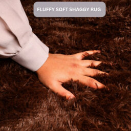 Aspire Homeware Non-Slip Brown Shaggy Rug Soft Fluffy Washable, Round Living Area And Bedroom Rug, (L)120Cm X (W)120Cm - thumbnail 3