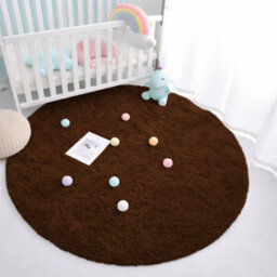 Aspire Homeware Non-Slip Brown Shaggy Rug Soft Fluffy Washable, Round Living Area And Bedroom Rug, (L)120Cm X (W)120Cm - thumbnail 1