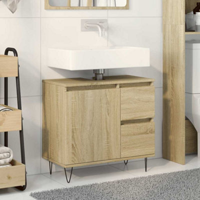 Walplus Bathroom Cabinet Sonoma Oak 65X33X60 Cm Engineered Wood - image 1