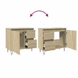 Walplus Bathroom Cabinet Sonoma Oak 65X33X60 Cm Engineered Wood - thumbnail 7
