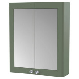 FNX Bathrooms Heritage 600mm 2 Door Satin Green Wall Hung Mirror Cabinet Traditional 715mm - thumbnail 3