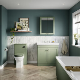 FNX Bathrooms Heritage 600mm 2 Door Satin Green Wall Hung Mirror Cabinet Traditional 715mm