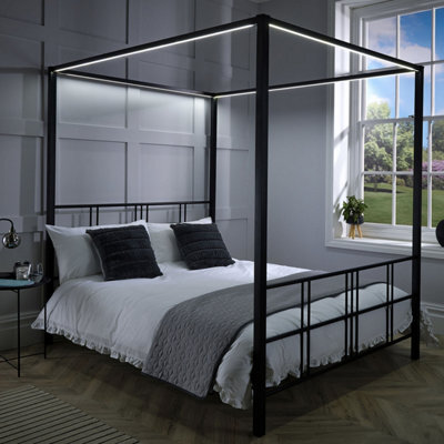 X Rocker Xr Living Fern Led 4 Poster Double Bed - Black - image 1