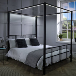 X Rocker Xr Living Fern Led 4 Poster Double Bed - Black - thumbnail 1