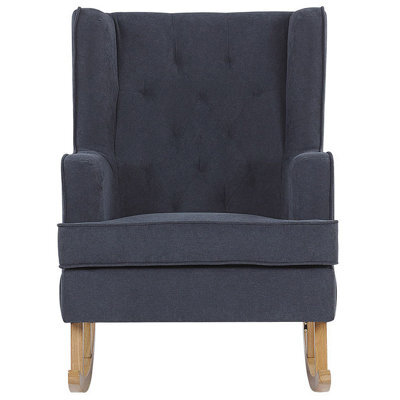 Beliani Rocking Chair, Grey Fabric Upholstery With Solid Rubberwood Rockers, Classic Retro Design - image 1