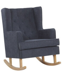 Beliani Rocking Chair, Grey Fabric Upholstery With Solid Rubberwood Rockers, Classic Retro Design - thumbnail 3
