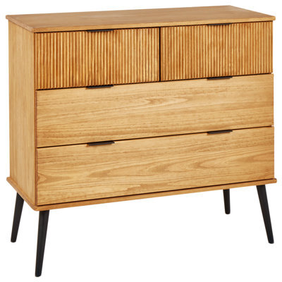 Beliani 4 Drawer Chest Timmins Pine Wood Brown - image 1
