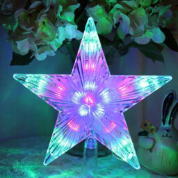 Living And Home Transparent Five-Pointed Star Christmas Tree Topper With Led Lights. - thumbnail 2