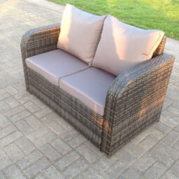 Fimous Pe Rattan Garden Furniture Set Adjustable Chair Sofa Double Love Seat 2 Seater Sofa Square Coffee Table With Big Footstool - thumbnail 3