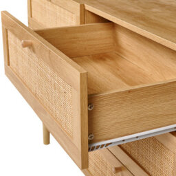 Wyld And Coco Boho Home 6-Drawer Chest With Rattan Front In Light Brown - Particle Board Construction - thumbnail 7