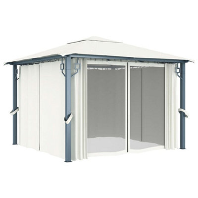 Berkfield Classic Gazebo With Curtain 300X300 Cm Cream Aluminium - image 1
