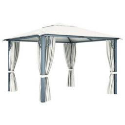Berkfield Classic Gazebo With Curtain 300X300 Cm Cream Aluminium - thumbnail 4