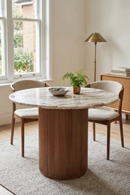Yealmpton Round Marble Dining Table 100 Cm 4 Seater - image 1