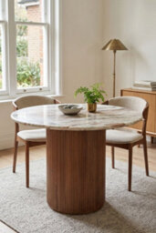 Yealmpton Round Marble Dining Table 100 Cm 4 Seater