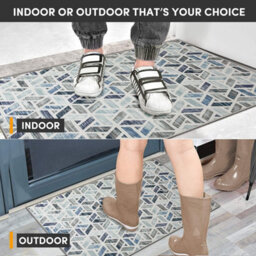 Ameha Non Slip Printed Rug Indoor/outdoor Floor Mat Zara Pattern 40X60 Cm Geometric Door Floor Mats - thumbnail 5
