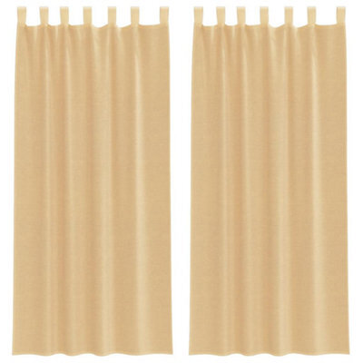 Berkfield Durable Voile Curtains With Loops 2 Pcs Sand 140X245 Cm - image 1