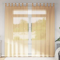 Berkfield Durable Voile Curtains With Loops 2 Pcs Sand 140X245 Cm - thumbnail 2