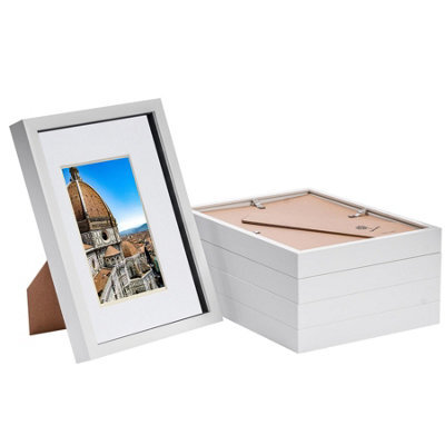 "Nicola Spring 3D Box Photo Frames With A5 Mounts - A4 (8"" X 12"") - White/white - Pack Of 5" - image 1