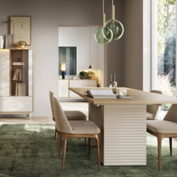 Arte Tila Extending Dining Table 140Cm - Cashmere & Oiled Oak, Modern Ribbed Legs & Space-Saving Design - thumbnail 4