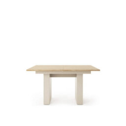 Arte Tila Extending Dining Table 140Cm - Cashmere & Oiled Oak, Modern Ribbed Legs & Space-Saving Design - thumbnail 3
