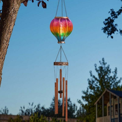 Garden Greatness Lunaria Hanging Solar Hot Air Balloon Wind Chime