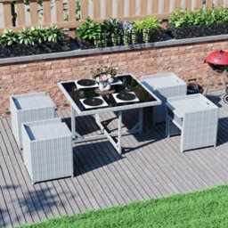 Lassic Garden Vida Cuba Grey 8 Seater Rattan Garden Outdoor Ukfr Bistro Set - thumbnail 7