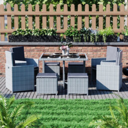 Lassic Garden Vida Cuba Grey 8 Seater Rattan Garden Outdoor Ukfr Bistro Set - thumbnail 6