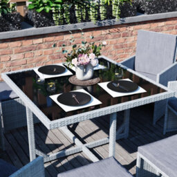 Lassic Garden Vida Cuba Grey 8 Seater Rattan Garden Outdoor Ukfr Bistro Set - thumbnail 5
