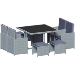 Lassic Garden Vida Cuba Grey 8 Seater Rattan Garden Outdoor Ukfr Bistro Set - thumbnail 9