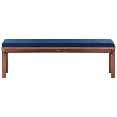 Beliani Garden Bench With Cushion Tuscania 160 Cm Eucalyptus Wood Blue - image 1