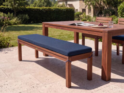 Beliani Garden Bench With Cushion Tuscania 160 Cm Eucalyptus Wood Blue - thumbnail 2
