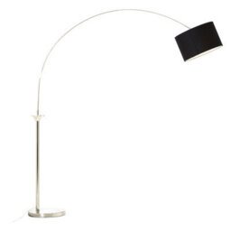 Orsina Nickel Finish Floor Lamp, Arched Metal Frame With Black Shade, Modern Tall Standing Lamp For Living Room - thumbnail 3