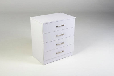 Harmin White 4 Drawer Chest Bedroom Furniture - Height 68.5 Cm X Width 60 Cm X Depth 40 Cm - image 1