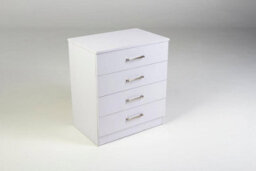 Harmin White 4 Drawer Chest Bedroom Furniture - Height 68.5 Cm X Width 60 Cm X Depth 40 Cm - thumbnail 1