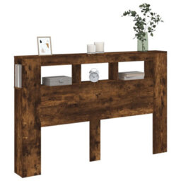 Berkfield Led Headboard Smoked Oak 160X18.5X103.5 Cm Engineered Wood - thumbnail 4