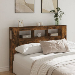Berkfield Led Headboard Smoked Oak 160X18.5X103.5 Cm Engineered Wood - thumbnail 3