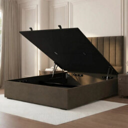 Xample Highgrove Swift Brown Fabric Full Ottoman Bed Frame With Storage, Headboard Included, Super King - thumbnail 3